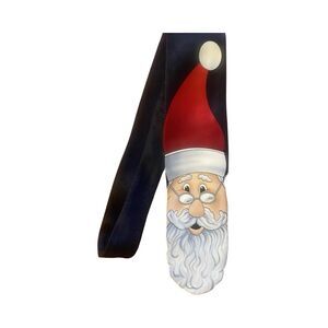 Jolly Holly Santa Claus Men’s Tie Navy Blue Christmas Holiday